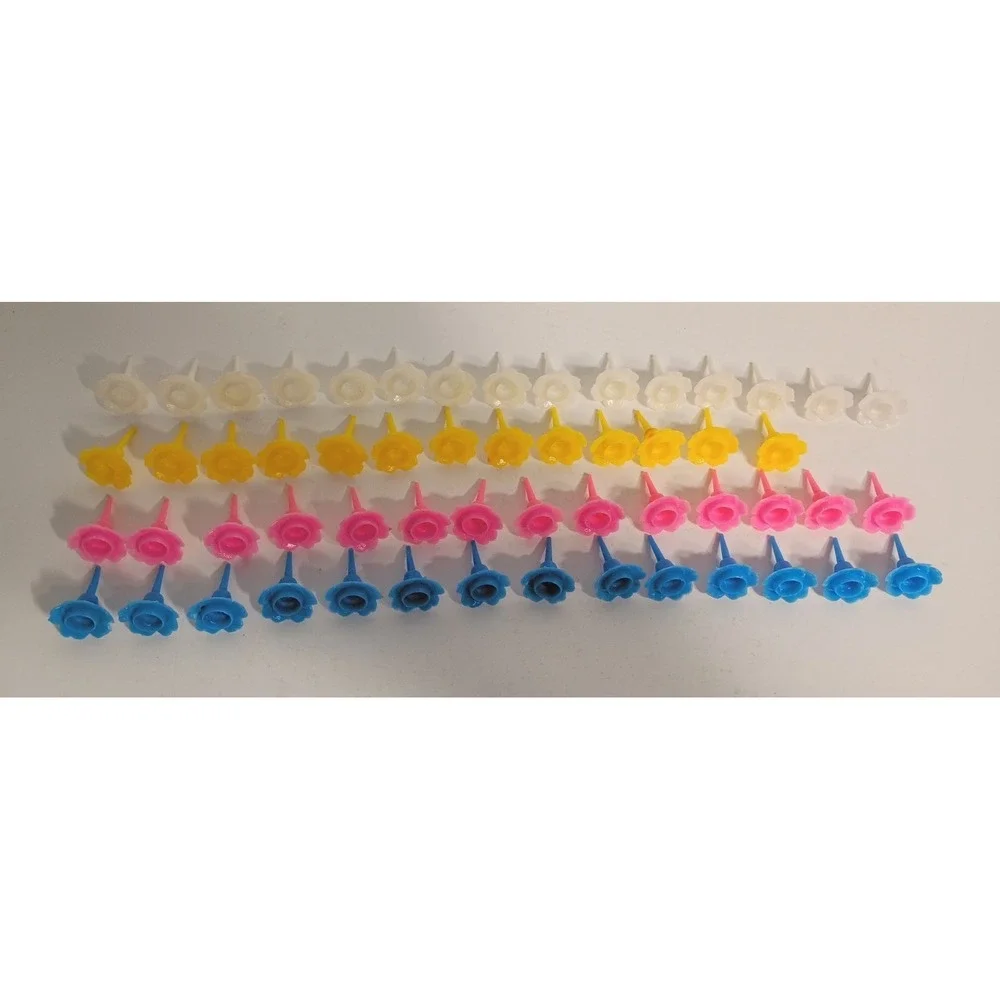 Vintage 56 pc Lot Colorful Flower Cake Decoration Candle Holders Cake Toppers